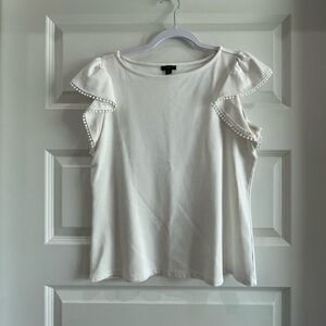 Elegant Cream Top with Pearl Accents